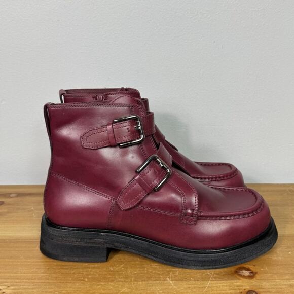 Free People Isla Moto Boot in Wild Mulberry Leather Women's Size 9 - Picture 5 of 8
